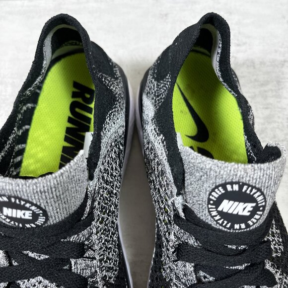 Nike Free RN Flyknit 2018 Running Shoes - Men's Size 12 - Oreo Black White - Picture 8 of 10